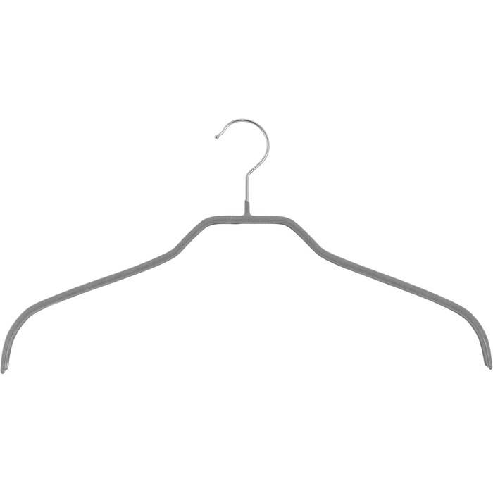 MAWA Clothes Hangers, Set of 10 Space-Saving and Non-Slip Hangers, Ideal for Shirts and Blouses, with 360° Swivel Hook, Non-Slip Coating, 41 cm, Stone Grey