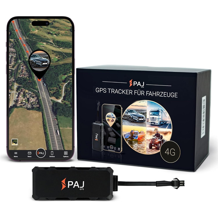 GPS-трекер PAJ 4G для мотоцикла, авто та транспорту, з прямим підключенням 9-75В, захист від крадіжки, онлайн-відстеження через додаток, пам’ять маршрутів 365 днів, 1м кабель