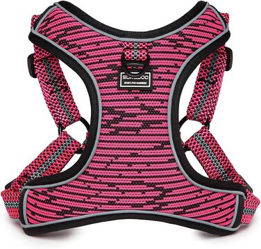 Нашийник для собак середніх та маленьких порід, цуценят, анти-тяга, безпечний, світловідбиваючий, м'який, регульований (S, Рожевий)