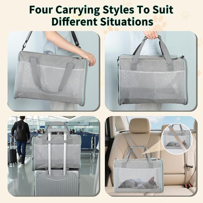 Транспортна сумка Cozary для котів та собак, переноска для тварин, сіра (44x30x30 см)