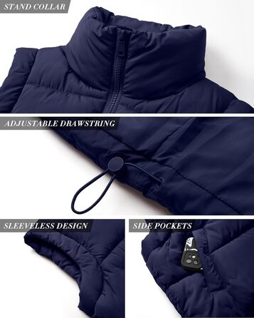 Жіноча укорочена пуховая жилетка Polu, безрукавка, комір-стійка, з утеплювачем, зимова, легка, об'ємна (XL, темно-синій)