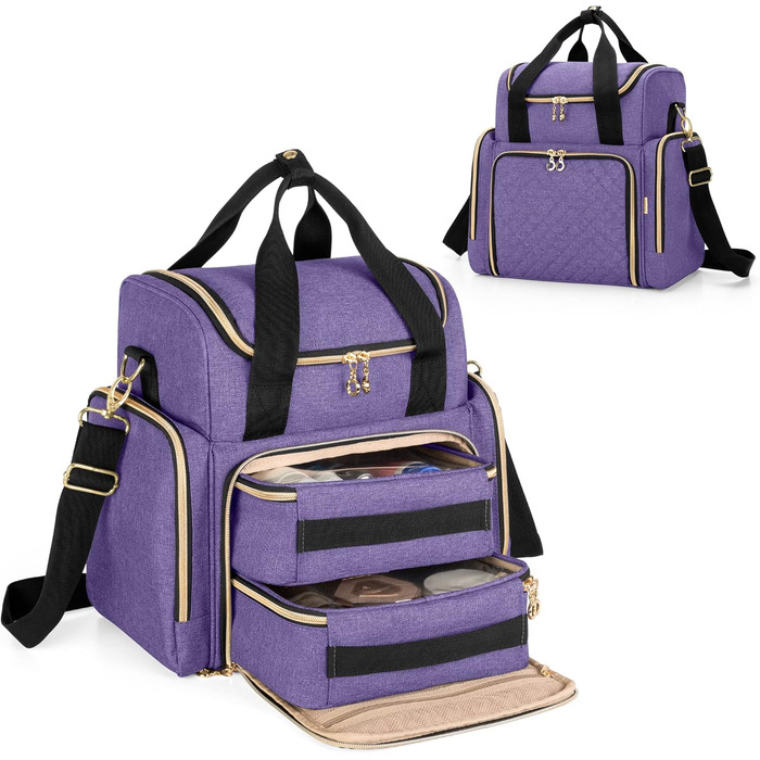 Косметичка для макіяжу Luxja: органайзер для косметики, дорожня косметичка для жінок, чоловіків та дівчат (фіолетова)