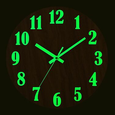 HZDHCLH Funk Wall Clock Silent No Ticking 25 cm Easy to Read Clock for Kitchen, Living Room, Bedroom, Bathroom, Home Office (Wood Color - Electric Wave)