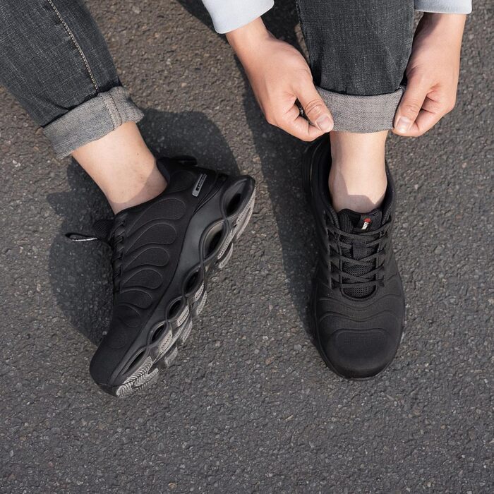 Черевики робочі з металевим підноском LARNMERN для чоловіків та жінок. Легкі, комфортні, кольорові, розмір 42.5 EU, чорний.