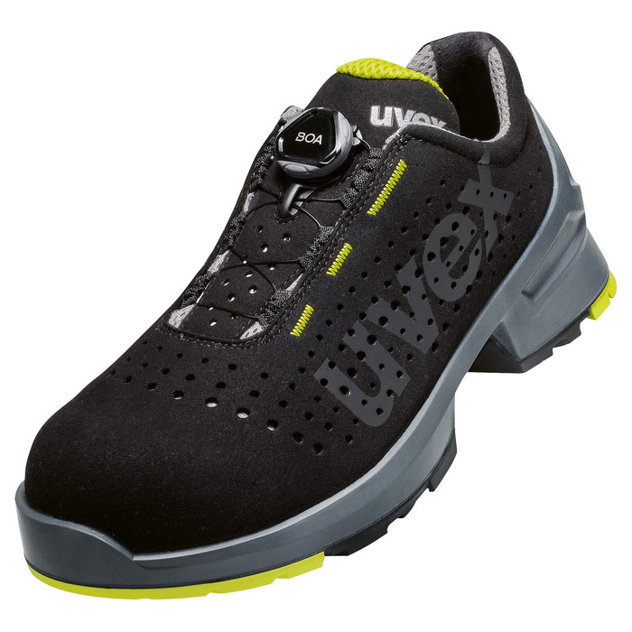 Робочі черевики Uvex 1 BOA S1 SRC, напівчеревики, легкі, чорно-лаймові (36 EU)