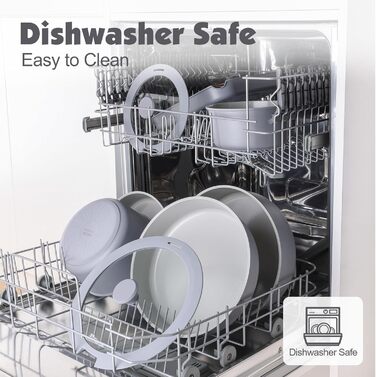 Набір посуду SENSARTE з керамічним покриттям (17 предметів) - антипригарне покриття, для всіх плит, безпечний, миється в посудомийній машині, можна використовувати в духовці