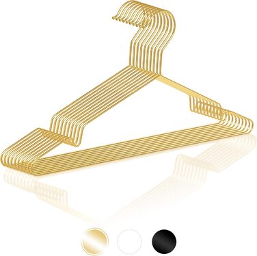 ROW&LINE® – Metal Clothes Hangers (42 cm) – 10 Pieces (Gold) – Space-Saving Clothes Hangers for Adults – Suitable for Heavy Clothing – Wire Clothes Hangers for Order & a Uniform Look
