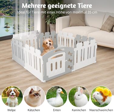 Вольєр для собак Costway 8-панельний, 60 см, з дверцятами, для дому та саду, HDPE пластик, сірий