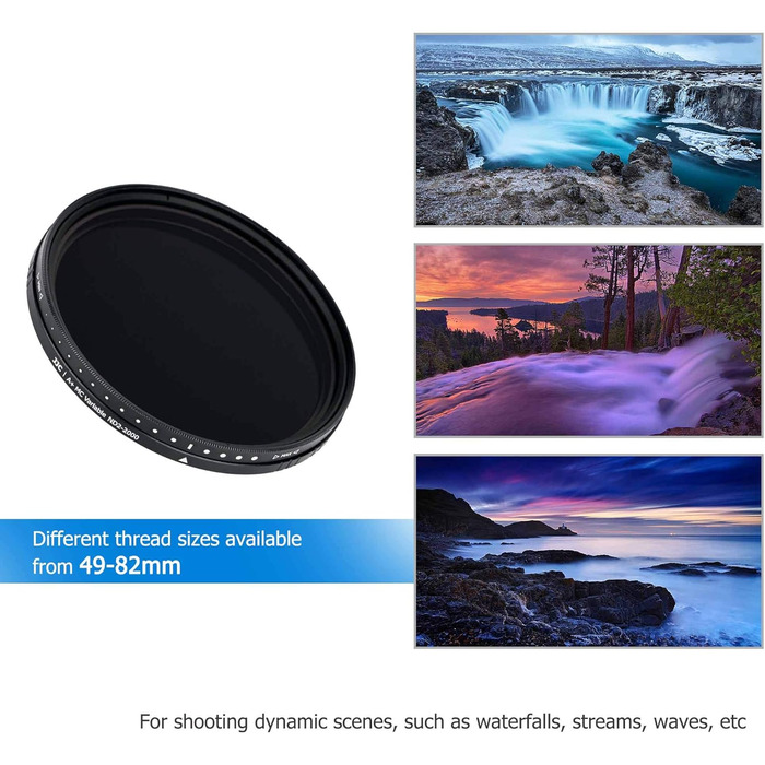 JJC 67mm змінний ND-фільтр (ND2 - ND2000): нейтральний, 18-шарова покриття, HD скло, для DSLR, пейзажна фотографія