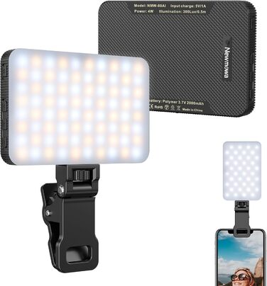 LED-відеолампа Newmowa NMW-80AI для селфі, TikTok, відеоконференцій та макіяжу, з датчиком світла