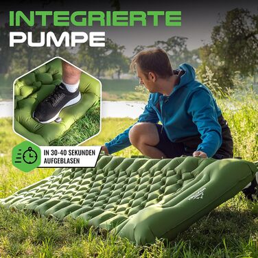 MOUNTREX Isomatte - туристичний килимок, надувна матрац для кемпінгу, 700г, з насосом, компактний, самонадувний, зелений