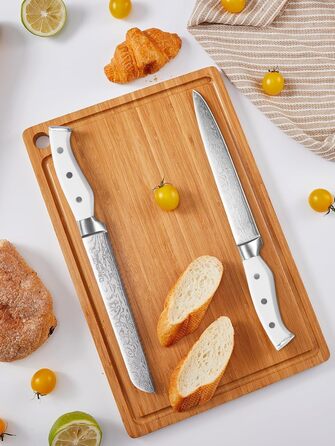 D.Perlla 14-Piece Self-Sharpening Knife Block Set - Professional Stainless Steel Kitchen Knife Set with Plastic Handle & Wood Block