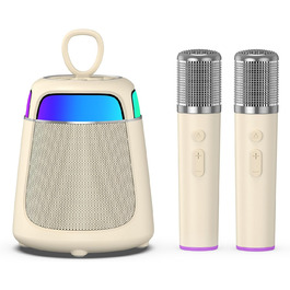 Караоке машина з 2 мікрофонами, Bluetooth, LED-підсвітка, 5 ефектів голосу, для дітей та сім'ї