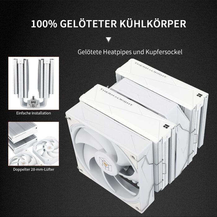 Thermalright Royal Pretor 130: Кулер для CPU з 6 тепловими трубами, підтримка Intel LGA115X/1200/2011/1700/1851; AM4/AM5, Tower-type, білий