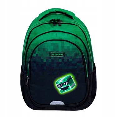 Багатокамерний шкільний рюкзак AstraBag, 27 л (чорний, багатоколірний, зелений)