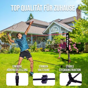 Apollo Adjustable Badminton & Volleyball Net Set - 300cm, 400cm, 500cm - Indoor/Outdoor