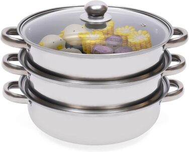 Пароварка Induktion Mantowarka 30см з нержавіючої сталі, 5 ярусів, 1 каструля та 4 пароварки, для приготування їжі