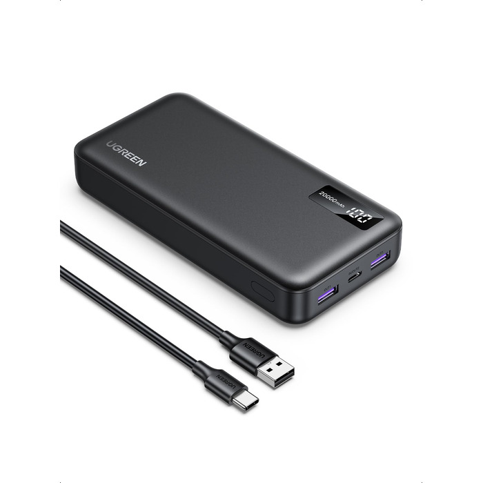 Повербанк UGREEN 20000mAh 22.5W з USB-C та 2 USB-A, зовнішній акумулятор для iPhone 16/17, Samsung Galaxy S26 Ultra, Google Pixel 10