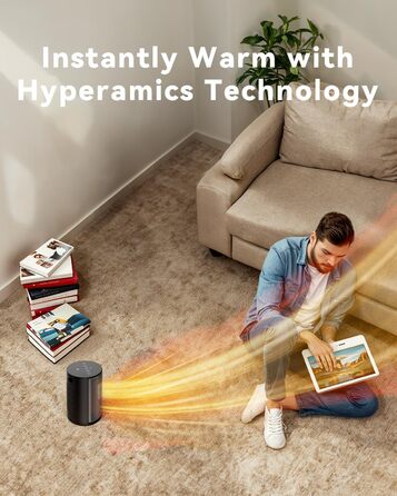 Електричний обігрівач PALINTH 1500W з термостатом, 4 режими, захист від перегріву та перекидання, таймер 8H, для дому, чорний