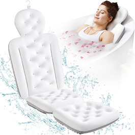 Luxury Full Body Bathtub Pillow with Mesh Bag - White, 51' x 16'