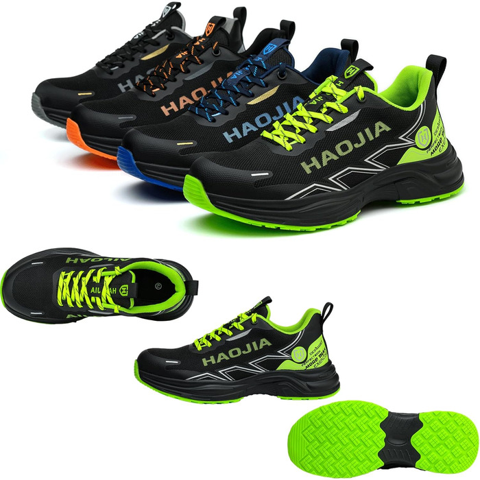 Робочі черевики для чоловіків та жінок: зручні, з металевим підноском, антиковзаючі, дихаючі, для будівництва, майстерні, складу, саду (39 EU, Зелені)
