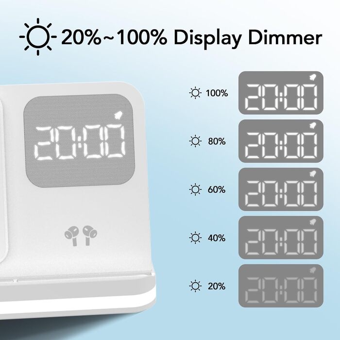 Бездротовий зарядний пристрій 4-в-1 з будильником, сумісний з Samsung Galaxy (Watch, Buds, Fold, Flip, S-серія)