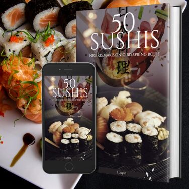 Набір для приготування суші 10-ти частинний з рецептами та відеоінструкцією | Мати, бамбукова мати, інструмент для суші та макі | Ідеальний подарунок