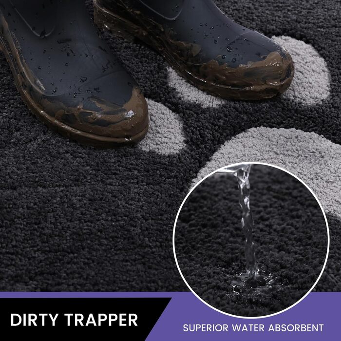 Килимок для дому 50x80 см, антиковзаючий, миючий, низький профіль, супер вбираючий, для собак, сірий (Runner 80x178 см)