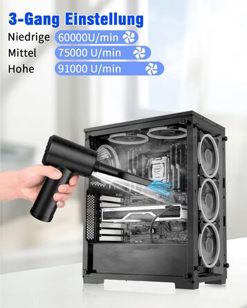 Електричний пилосос для обдування, 3 швидкості, 91000 об/хв, USB, акумулятор 6000mAh, для ноутбука, клавіатури, авто, офісних пристроїв, дивану