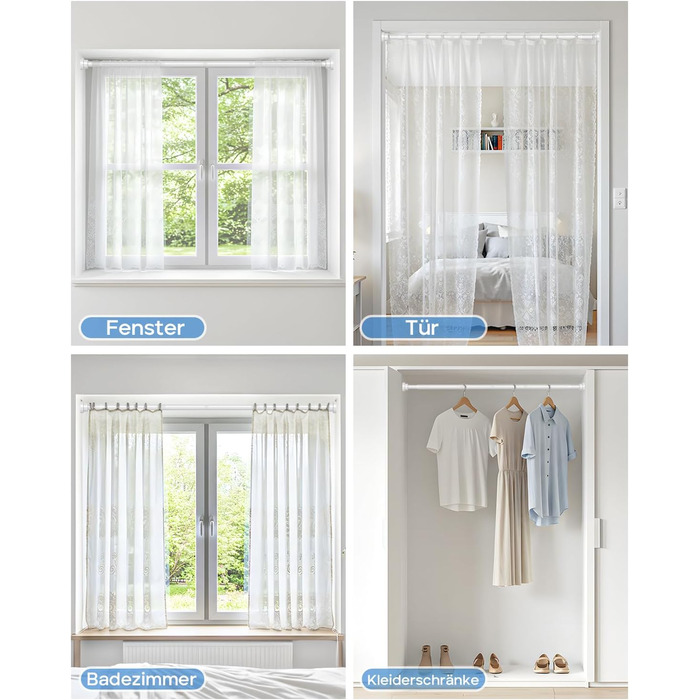 Телескопічна штанга для карнизів та душової кабіни без свердління, 79-195 см (біла)