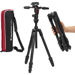 Штатив Manfrotto Befree Advanced 3-Way з тріножкою та рідинною головкою, алюміній, для камер та відеокамер до 6 кг, ультракомпактний, аксесуари для фото та відео