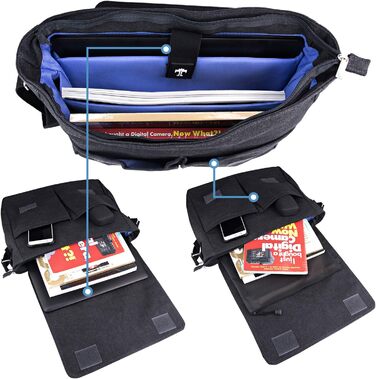 TRAVANDO Laptop Bag 14-16 Inch Laptop Bag Men's Shoulder Bag Canvas Sailcloth Messenger Bag Short Trip Bag Messenger Bag Men for Work School Leisure Notebook Bag (Black)