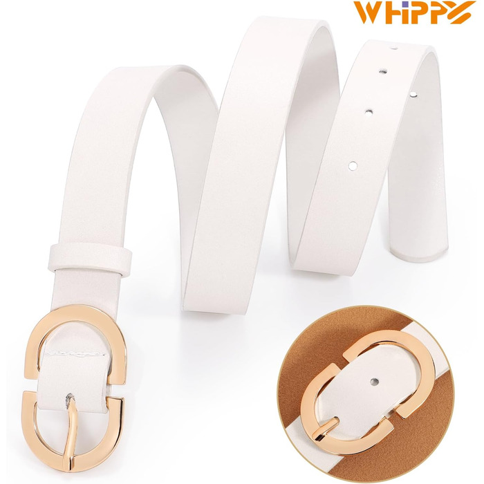 Жіночий шкіряний ремінь WHIPPY для джинсів з золотою пряжкою, розмір L (довжина 120 см)