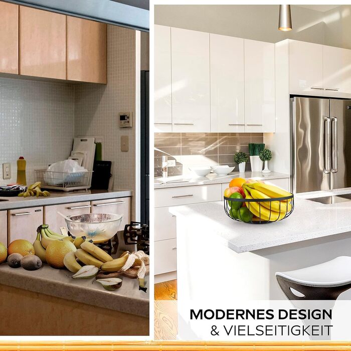 HIKITCHEN® Фруктова корзина - металева та бамбукова миска для кухні та дому