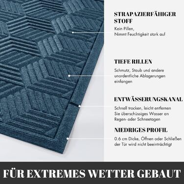 Килимок Yimobra для дому та вулиці: грязезахисний, неслизький, миючий, стійкий до погодних умов (75 x 43 см, блакитний)