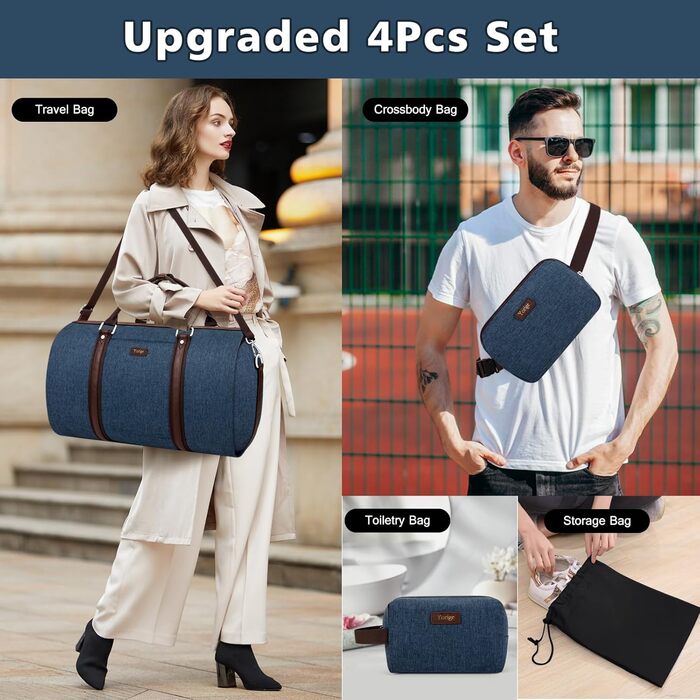 Трансформована сумка-чохол для подорожей: чоловіча та жіноча ручна сумка, велика дорожня сумка з сумкою через плече, 4-частинний набір, 2-в-1, для костюма, сукні, одягу, блакитний колір