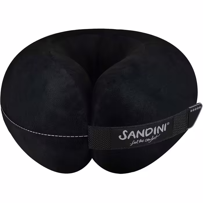 SANDINI TravelFix Regular Size – Microfiber – Premium Travel Pillow Made in EU / Neck Pillow with Ergonomic Support – Free Carrying Bag with Attachment Clip