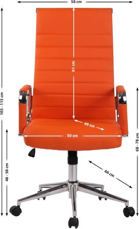Офісний стілець Kolumbus з штучної шкіри, регульована висота, помаранчевий колір
