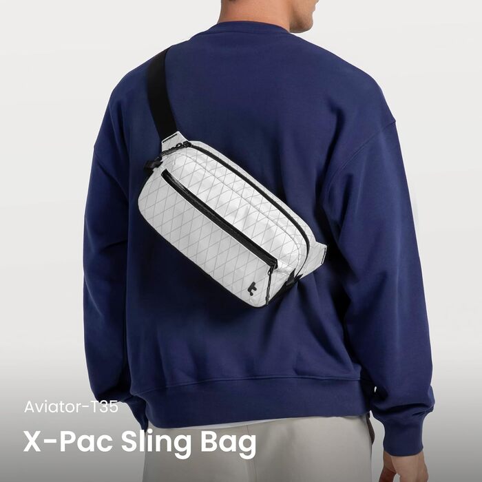 tomtoc Сумка на плече Sling Bag 3.5L з RFID-захистом - водонепроникна, для Switch, iPad mini, EDC, подорожі | X-pac White