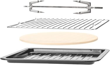 Міні-піч GASTROBACK Bake & Grill з конвекцією, 26 л, 5 функцій, Cool Touch, камінь для піци, дека, решітка та шампур
