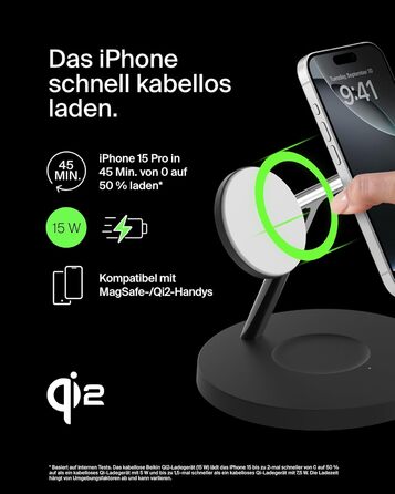 Belkin MagSafe 3-в-1 Бездротова Зарядка 15W для iPhone, Apple Watch та AirPods (Чорний)