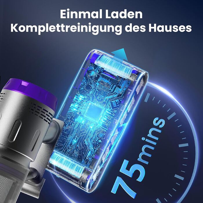 Акумуляторний бездротовий пилосос 600W 58kPa, з турбощіткою від кліщів, зарядною станцією та гнучким з'єднанням для килимів, твердої підлоги та шерсті тварин