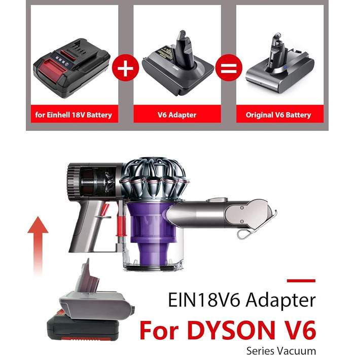 Адаптер для акумулятора Dyson V7 V8, MT18V7V8. Конвертер Makita 18V на акумулятор Dyson 21.6V V7(SV11) V8(SV10) Fluffy Animal Trigger. Адаптер Einhell на Dyson V6