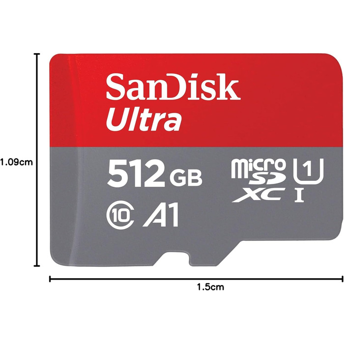 Карта пам'яті SanDisk Ultra microSDXC 512GB з адаптером, швидкість читання до 150 МБ/с для Android, смартфонів та планшетів