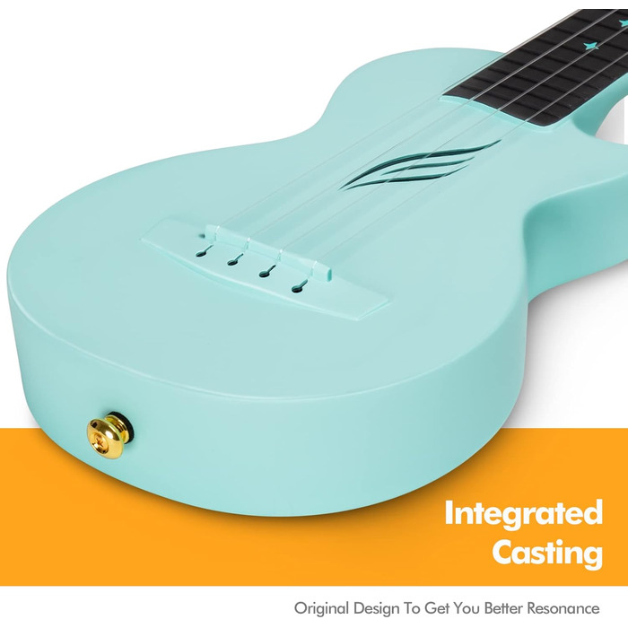 Укулеле Enya Ukulele-Sopran NOVA U Mini 21 дюйм - блакитне укулеле з карбону, професійне для початківців, дорослих та дітей. Комплект з чохлом, ремінком, каподастром та струнами. Чудовий подарунок та для подорожей.