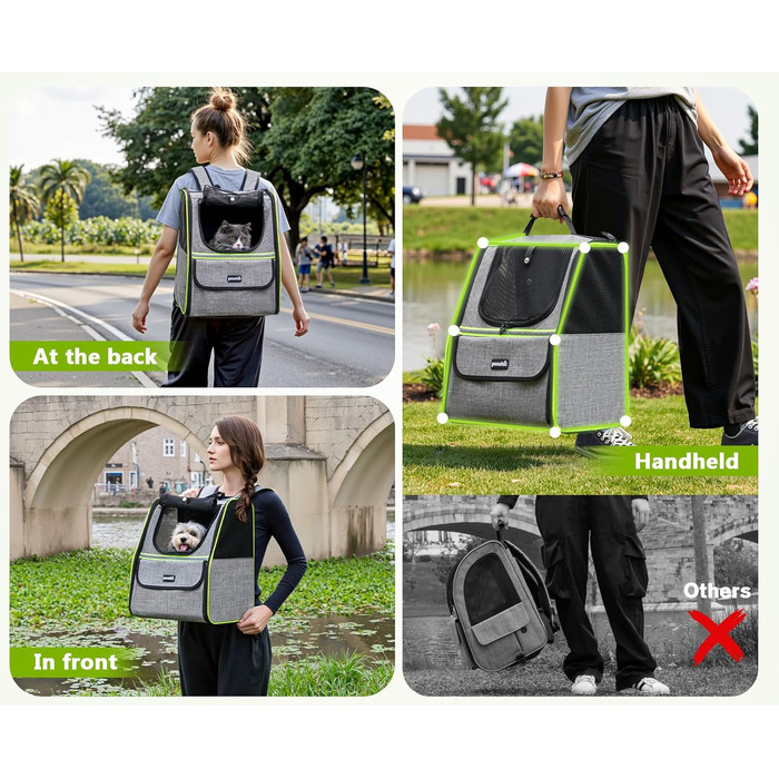 Плед-рюкзак для кота Pecute з сіткою, дихаючий та легкий, для собак та котів до 6 кг (сірий, розширюваний)