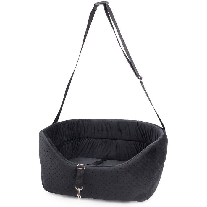 Автокрісло для собак Boutique Zoo: чорний велюр, універсальний розмір M (51x40 см)