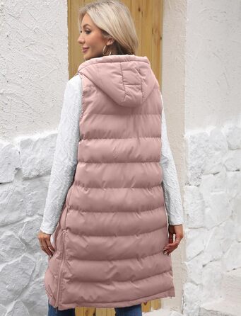 Жіноча зимова жилетка Maeau: тепла, тримає тепло, з капюшоном та кишенями, розміри S-3XL, рожевий колір
