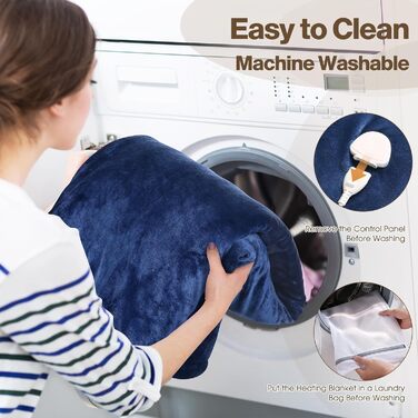 Електрична ковдра OneAmg з таймером та пультом, 155x180 см, 6 режимів нагріву, блакитна