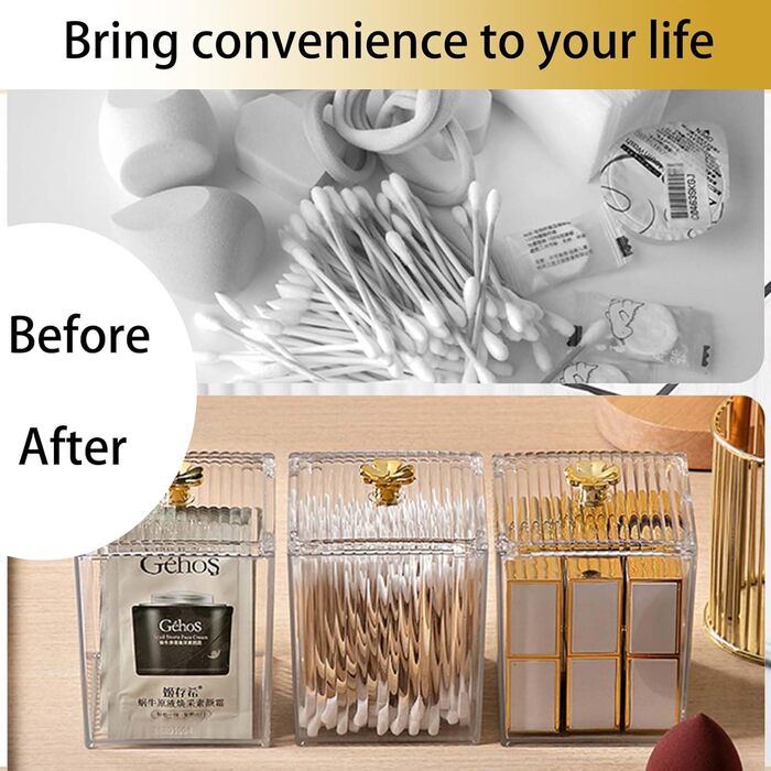 Контейнер для ватних паличок та дисків 2 шт. Організатор для ванної кімнати, прозорий | Зберігання для туалетного столика